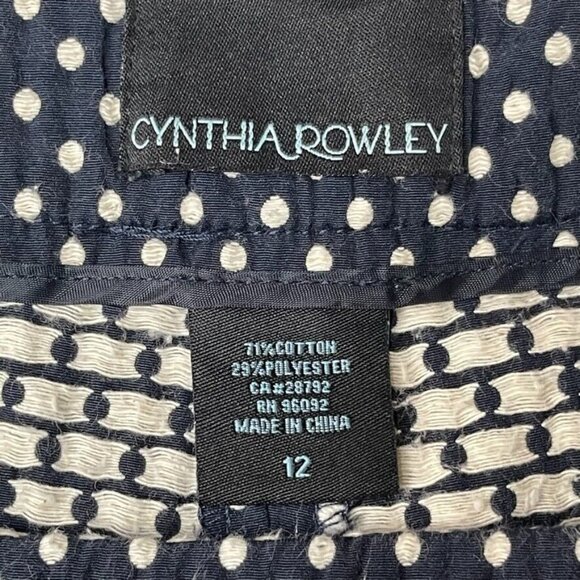 Cynthia Rowley Shorts Womens 12 Navy Blue White Polka Dot Cotton Poly Blend - Picture 9 of 11